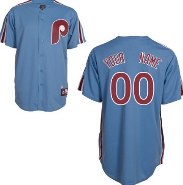 Men's Philadelphia Phillies Customized Blue Throwback Jersey Men's Philadelphia Phillies Customized Blue Throwback Jersey