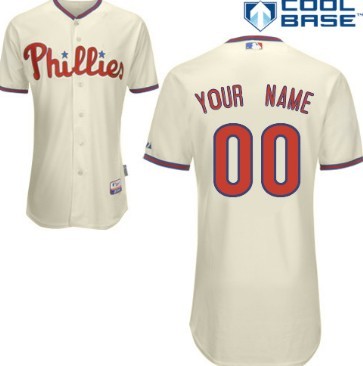 Men's Philadelphia Phillies Customized Cream Jersey Men's Philadelphia Phillies Customized Cream Jersey