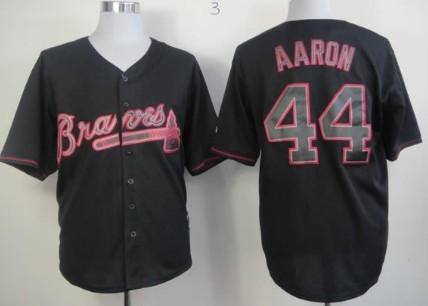 Atlanta Braves #44 Hank Aaron 2012 Black Fashion Jersey 