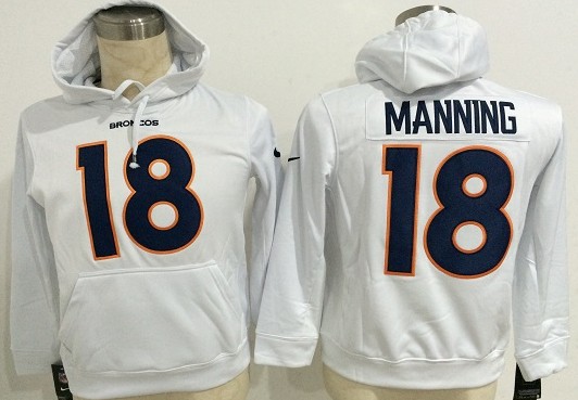 Nike Denver Broncos #18 Peyton Manning White Hoodie Nike Denver Broncos #18 Peyton Manning White Hoodie