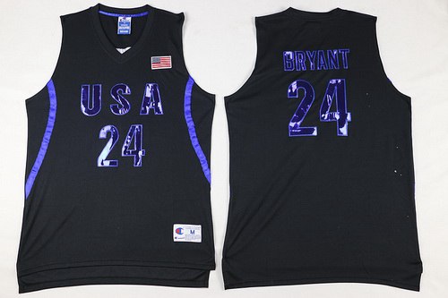2016 Olympics Team USA Men's #24 Kobe Bryant All Black Soul Swingman Jersey
