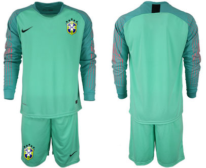 2018-19 Brazil Green Long Sleeve Soccer Jersey