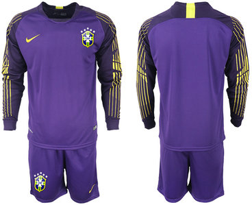 2018-19 Brazil Purple Goalkeeper Long Sleeve Soccer Jersey