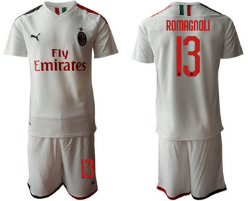 2019-20 AC Milan 13 ROMAGNOLI Away Soccer Jersey 2019-20 AC Milan 13 ROMAGNOLI Away Soccer Jersey