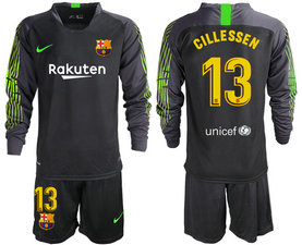 2019-20 Barcelona 13 GILLESSEN Black Long Sleeve Goalkeeper Soccer Jersey