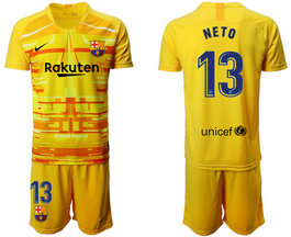 2019-20 Barcelona 13 NETO Yellow Goalkeeper Soccer Jersey 2019-20 Barcelona 13 NETO Yellow Goalkeeper Soccer Jersey