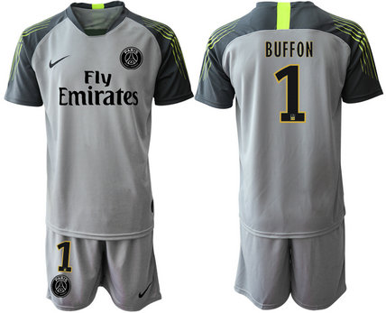2019-20 Paris Saint-Germain 1 BUFFON Gray Goalkeeper Soccer Jersey 2019-20 Paris Saint-Germain 1 BUFFON Gray Goalkeeper Soccer Jersey