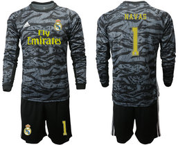 2019-20 Real Madrid 1 NAVAS Black Long Sleeve Goalkeeper Soccer Jersey