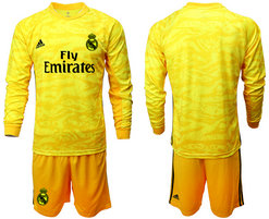 2019-20 Real Madrid Yellow Long Sleeve Goalkeeper Soccer Jersey