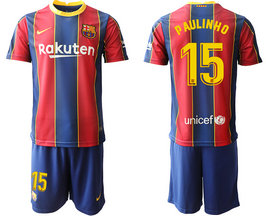 2020-21 Barcelona 15 P AULINHO Home Soccer Jersey