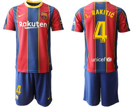 2020-21 Barcelona 4 I. RAKITIC Home Soccer Jersey