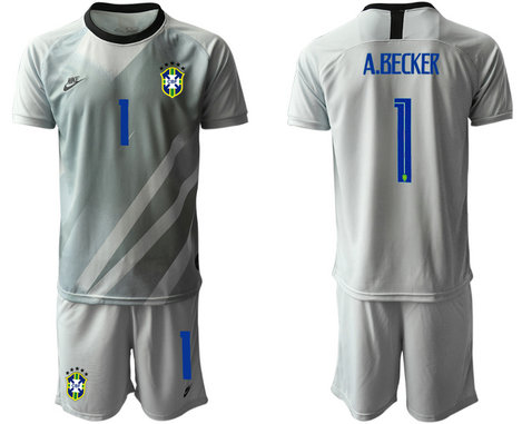 2020-21 Brazil 1 A,BECKER Gray Goalkeeper Soccer Jersey 2020-21 Brazil 1 A,BECKER Gray Goalkeeper Soccer Jersey