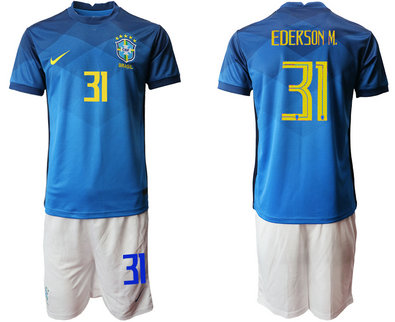 2020-21 Brazil 31 EDERSON M. Away Soccer Jersey