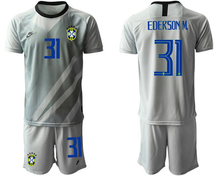 2020-21 Brazil 31 EDERSON M. Gray Goalkeeper Soccer Jersey 2020-21 Brazil 31 EDERSON M. Gray Goalkeeper Soccer Jersey