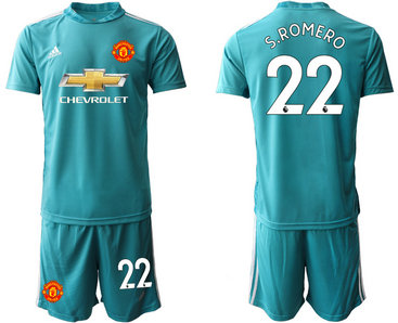 2020-21 Manchester United 22 S.ROMERO Blue Goalkeeper Soccer Jersey