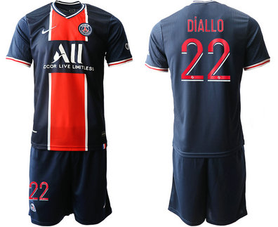 2020-21 Paris Saint-Germain 22 DiALLO Home Soccer Jerseys 2020-21 Paris Saint-Germain 22 DiALLO Home Soccer Jerseys