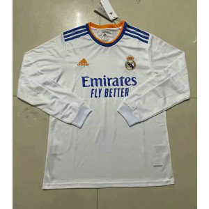 2021-22 LA LIGA Real Madrid White Long Sleeves Soccer Home Men Jersey