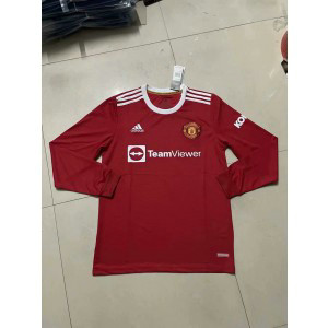 2021-22 Premier League Manchester United Long Sleeves Soccer Home Men Jersey