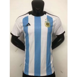 2022 World Cup Argentina Home Soccer Men 3 Stars Jersey