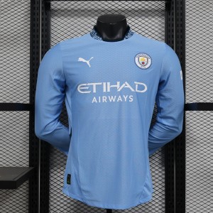 24-25 Player Version Slim Fit(Run Smaller) Long Sleeve Manchester City Home Jersey S-XXL