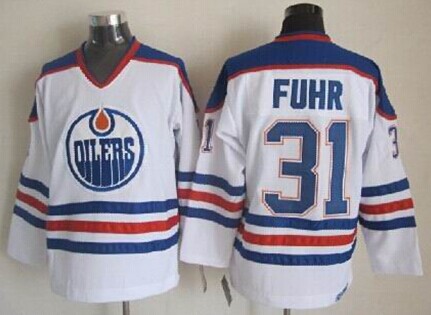 Edmonton Oilers #31 Grant Fuhr White Throwback CCM Jersey Edmonton Oilers #31 Grant Fuhr White Throwback CCM Jersey