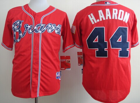 Atlanta Braves #44 Hank Aaron 2014 Red Jersey