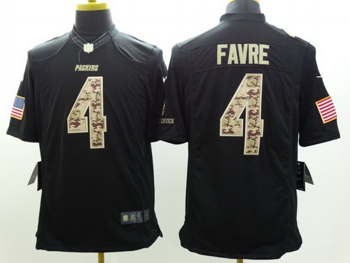 Nike Green Bay Packers #4 Brett Favre Salute to Service Black Limited Jersey Nike Green Bay Packers #4 Brett Favre Salute to Service Black Limited Jersey