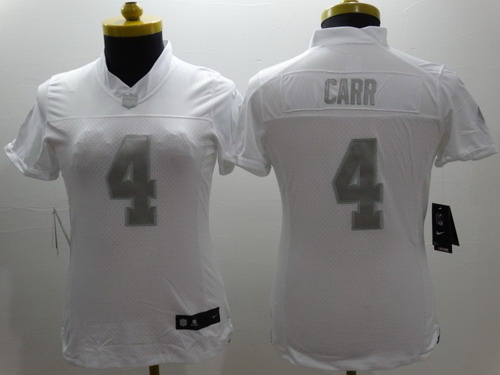 Nike Oakland Raiders #4 Derek Carr Platinum White Limited Womens Jersey Nike Oakland Raiders #4 Derek Carr Platinum White Limited Womens Jersey