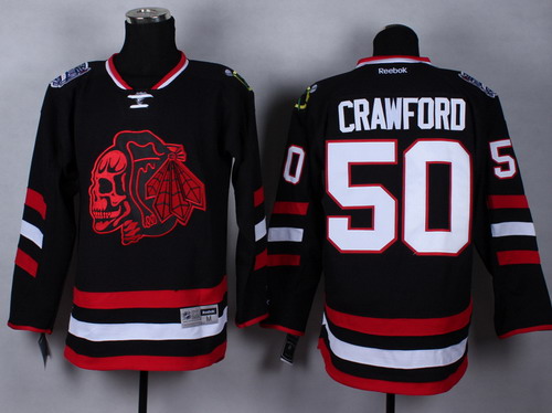 Chicago Blackhawks #50 Corey Crawford 2014 Stadium Series Black With Red Skulls Jersey Chicago Blackhawks #50 Corey Crawford 2014 Stadium Series Black With Red Skulls Jersey