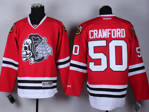Chicago Blackhawks #50 Corey Crawford Red With Black Skulls Jersey Chicago Blackhawks #50 Corey Crawford Red With Black Skulls Jersey