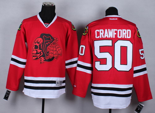 Chicago Blackhawks #50 Corey Crawford Red With Red Skulls Jersey Chicago Blackhawks #50 Corey Crawford Red With Red Skulls Jersey