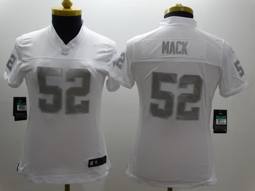 Nike Oakland Raiders #52 Khalil Mack Platinum White Limited Womens Jersey Nike Oakland Raiders #52 Khalil Mack Platinum White Limited Womens Jersey