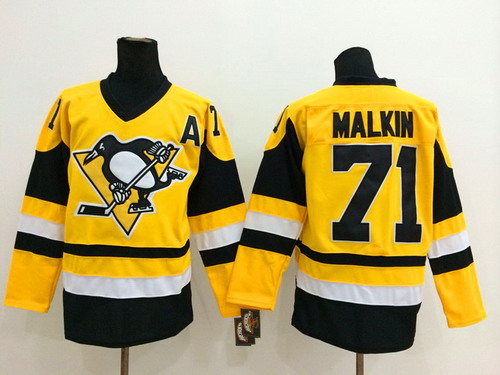 Pittsburgh Penguins #71 Evgeni Malkin Yellow Throwback CCM Jersey Pittsburgh Penguins #71 Evgeni Malkin Yellow Throwback CCM Jersey