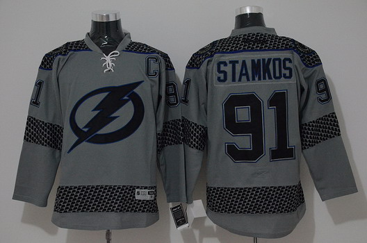 Tampa Bay Lightning #91 Steven Stamkos Charcoal Gray Jersey Tampa Bay Lightning #91 Steven Stamkos Charcoal Gray Jersey