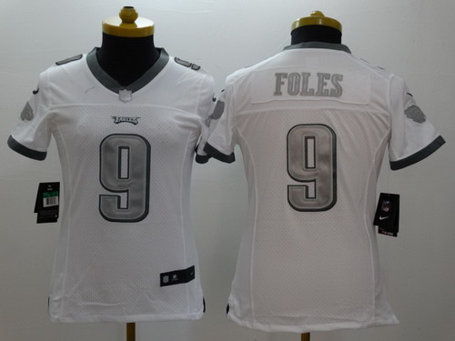 Nike Philadelphia Eagles #9 Nick Foles Platinum White Limited Womens Jersey Nike Philadelphia Eagles #9 Nick Foles Platinum White Limited Womens Jersey