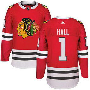 Adidas Chicago Blackhawks #1 Glenn Hall Stitched Red Home Authentic NHL Jersey