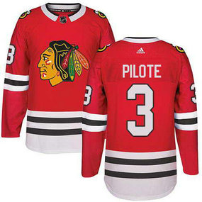 Adidas Chicago Blackhawks #3 Pierre Pilote Stitched Red Home Authentic NHL Jersey