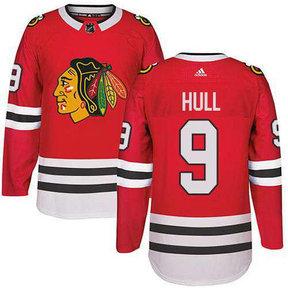 Adidas Chicago Blackhawks #9 Bobby Hull Stitched Red Home Authentic NHL Jersey