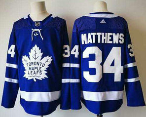 Adidas Men's Toronto Maple Leafs #34 Auston Matthews Royal Stitched Blue Home 2017-2018 Hockey NHL Jersey