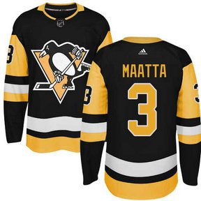 Adidas Pittsburgh Penguins #3 Olli Maatta Stitched Black Alternate Authentic NHL Jersey
