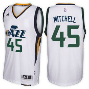 Adidas Utah Jazz 45 Donovan Mitchell Home White 2017 NBA Draft Men Jersey