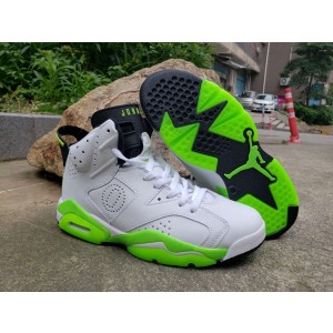 Air Jordan 6 Oregon Ducks PE White Fluorescent Green Shoes