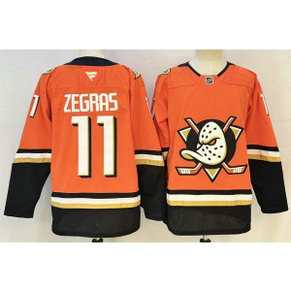 Anaheim Ducks 11 Zegras Orange New Men Jersey