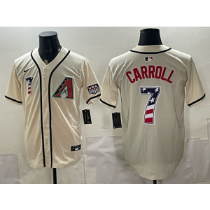Arizona Diamondbacks 7 Corbin Carroll Cream USA 250 Fourth of July Cool Base Men Jersey