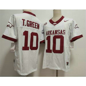 Arkansas Razorbacks 10 TAYLEN GREEN White 2025 F.U.S.E. Vapor Limited Men Jersey