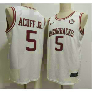 Arkansas Razorbacks 5 Darius Acuff Jr. White Vapor Limited Men Jersey