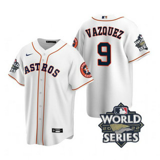 Astros 9 Christian Vazquez White Nike 2022 World Series Cool Base Jersey Astros 9 Christian Vazquez White Nike 2022 World Series Cool Base Jersey