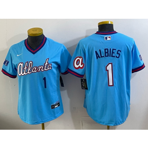 Atlanta Braves 1 Albies Blue 2026 City Connect Cool Base Women Jersey