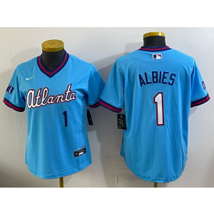 Atlanta Braves 1 Albies Blue 2026 City Connect Cool Base Youth Jersey