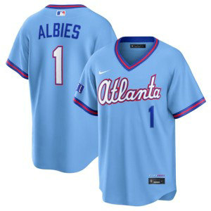 Atlanta Braves 1 Ozzie Albies Powder Blue 2026 City Connect Cool Base Men Jersey